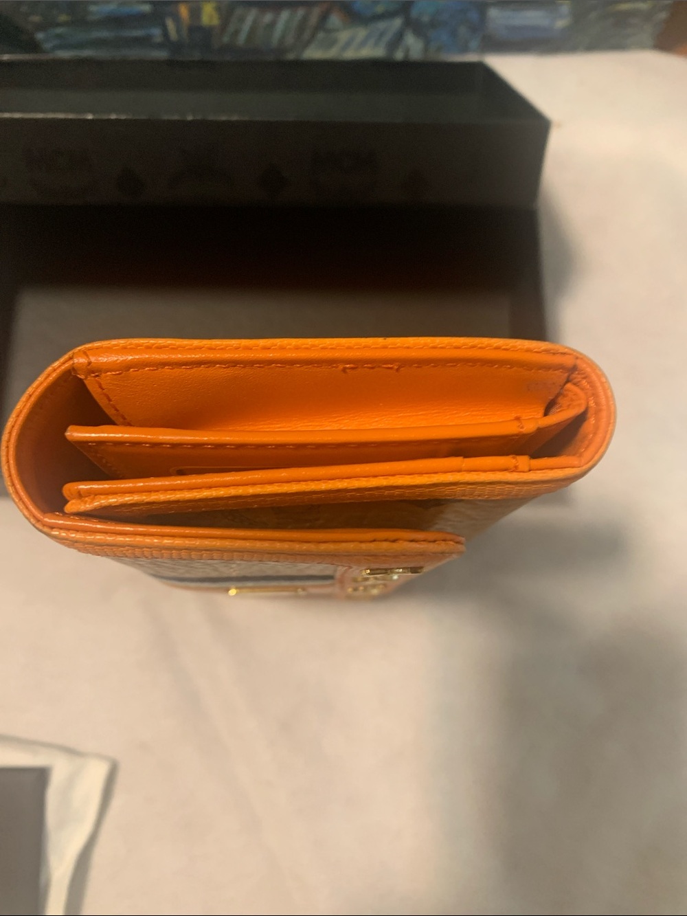 MCM Cognac and Orange Visetos Continental Wallet EUC - Picture 7 of 11